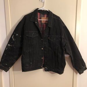 VINTAGE BLACK LEVI JKT - flannel lined sz men’s L